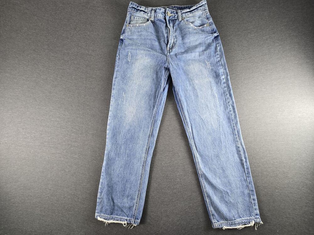 Gogo Jeans Jeans Teens 9 Medium Wash High Rise Distressed Straight Denim Pants